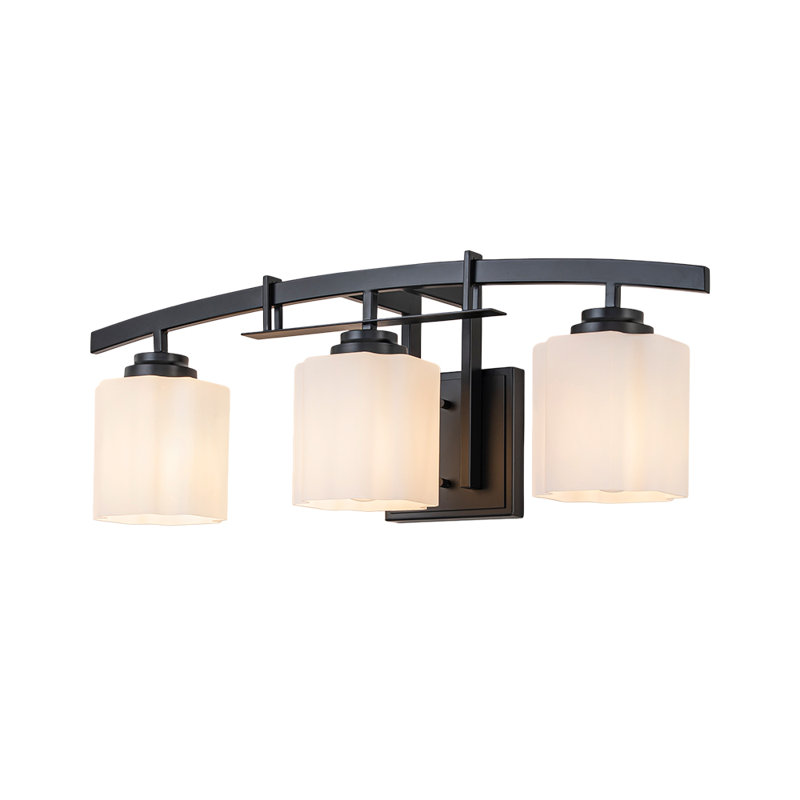 3 - Light Dimmable Fluted Opal Glass Vanity Light