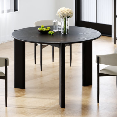 30"H Roud Wood Dining Table Kitchen Table with Three Legs