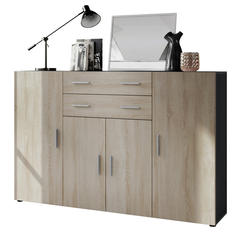Mccammon 166 Cm Wide 2 Drawer Highboard, Oak Sawn