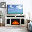 Meuble télé avec de grandes tablettes compatibles avec 65 po, finition blanche et ajustement élégant, 31,7H-1741252755-1741252756