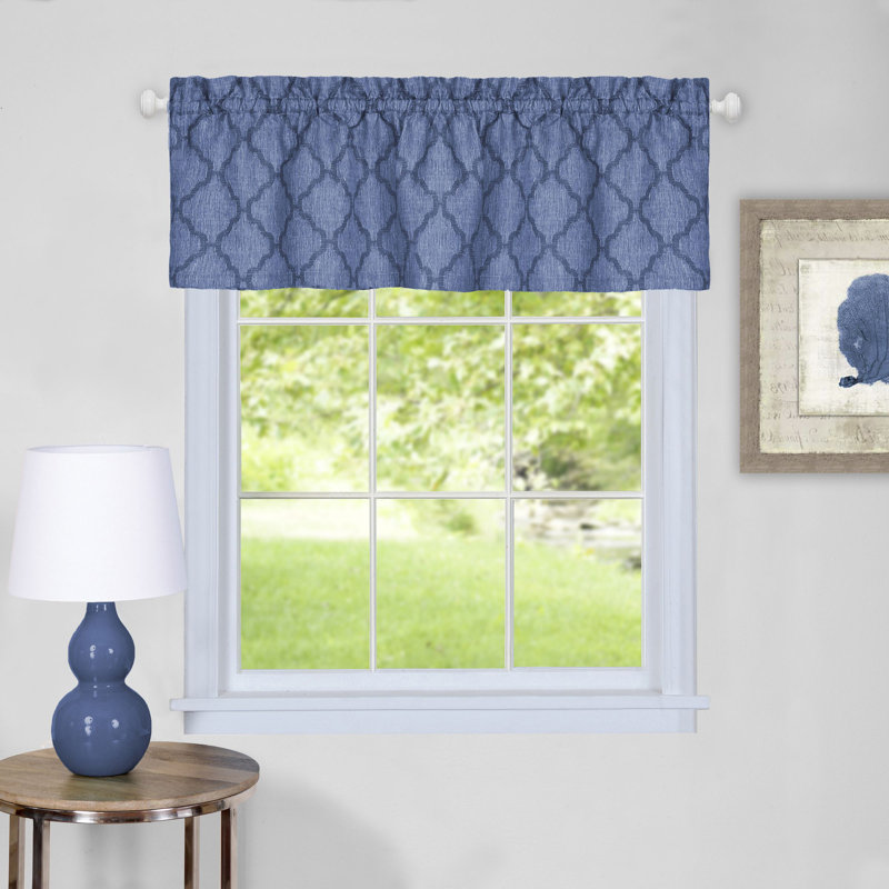 Cantonnière géométrique sur mesure 58 po, Bleu