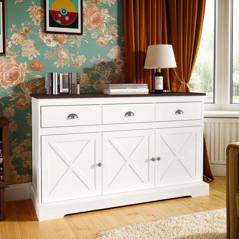 Buffet avec rangement et tiroirs Chic White