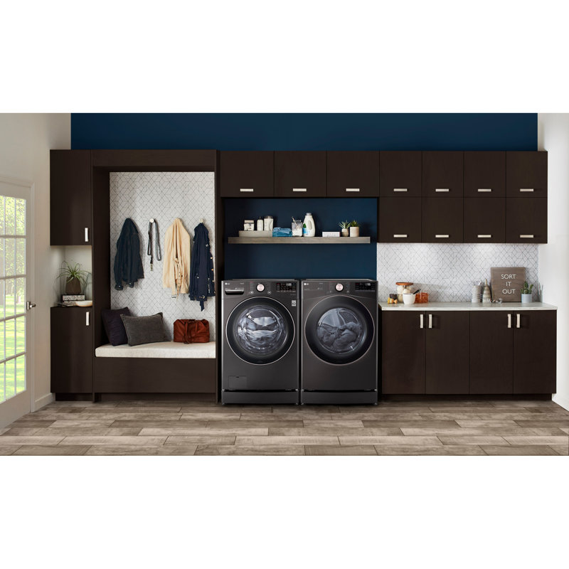 Black Steel 7.4 Cu. Ft. Smart Front Load Electric Dryer with TurboSteam