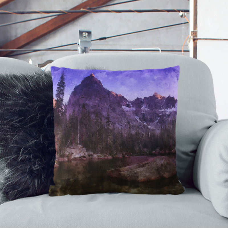 Eagle Peak Mountain Square Throw Cushion, 40cm H x 40cm W x 15cm D, Black