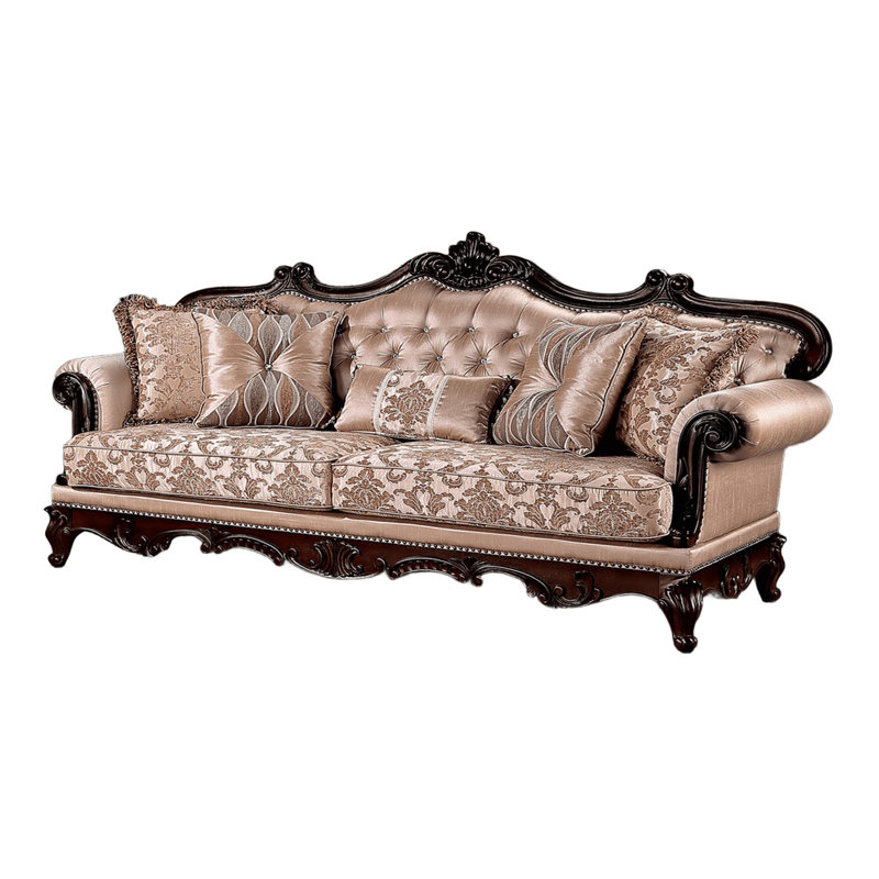 Canapé traditionnel l 90,4 po cerisier foncé / brun clair, Cerisier foncé/brun clair