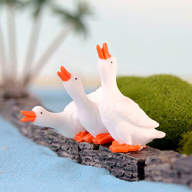 3 pièces de figurine de jardin miniature en osier en résine