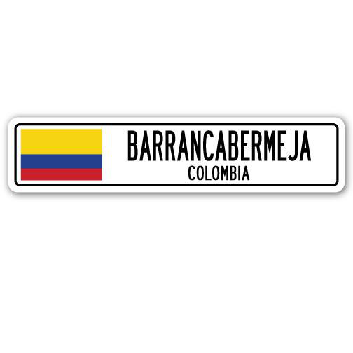 Plaque de rue en aluminium Bristow Barrancabermeja, drapeau de la Colombie, H 7 po x l 30 po x P 1 po