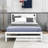 Full Size Wooden Platform Bed with Trundle-137102189