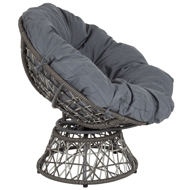 Chaise de patio pivotante avec coussin Tarquin, gris, gris