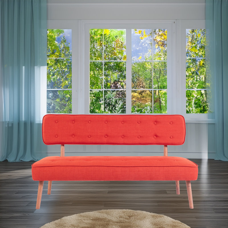 Banc rembourré en polyester, Rouge tuile