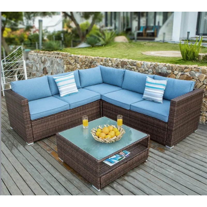 Newagen 4 - Person Patio Conversation Set with Cushions, Blue