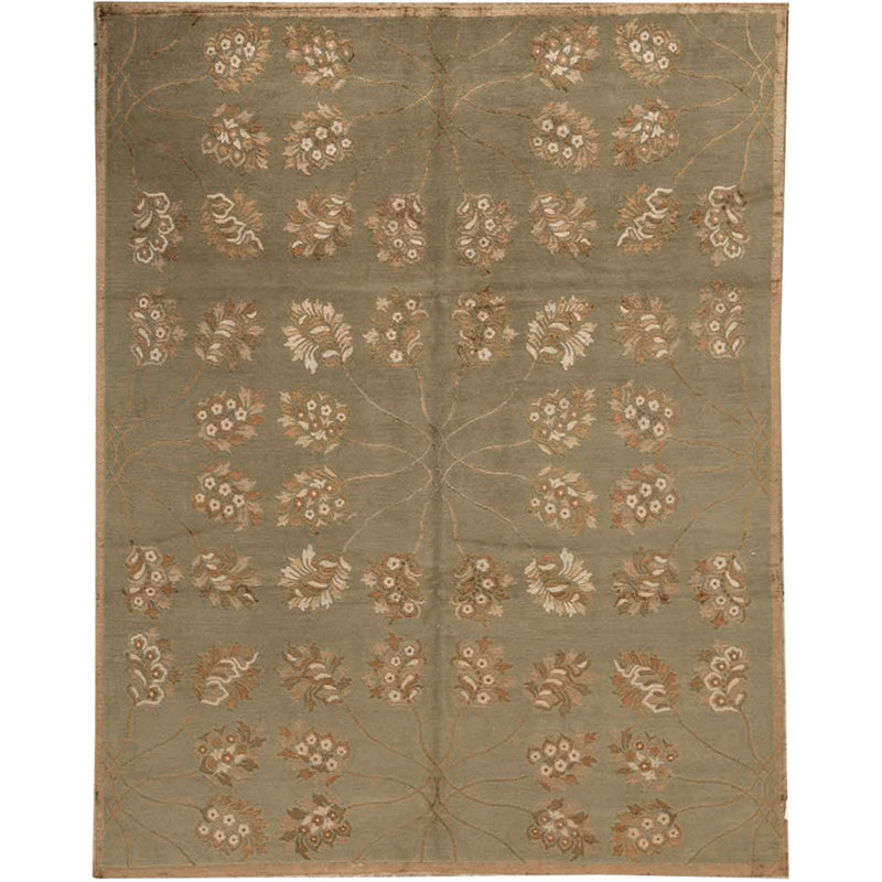 Hand-Knotted High-Quality Green Area Rug
