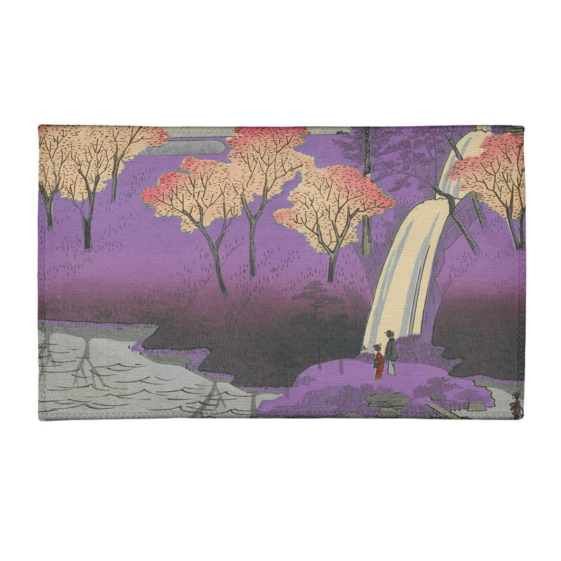 Tapis mauve/gris/rouge chiyogaike étang, Rectangle 2 pi x 3 pi