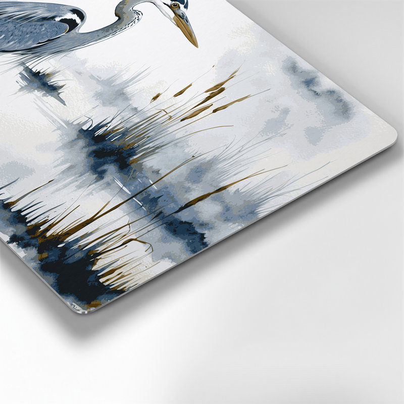 «Birds Great Blue Heron», art mural en métal gris, H 132 po x l 168 po x P 0,05 po