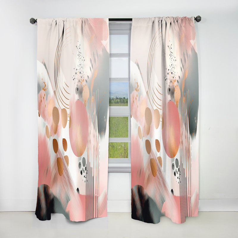 Toscana - Pink Rose Gold Stripes Complexity I - Modern Velvet Curtain - Room Darkening - 1 panel, 52" W x 95" L