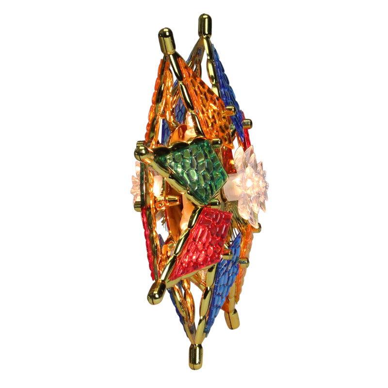 Décoration pour sommet de sapin en forme d'étoile à 8 pointes en cristal rouge et vert 8 "- lumières claires