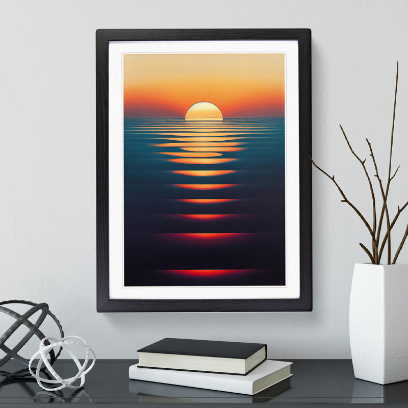 XV1022-3742X Reflective Sunset - Print, Black Framed, 66cm H x 48cm W, White