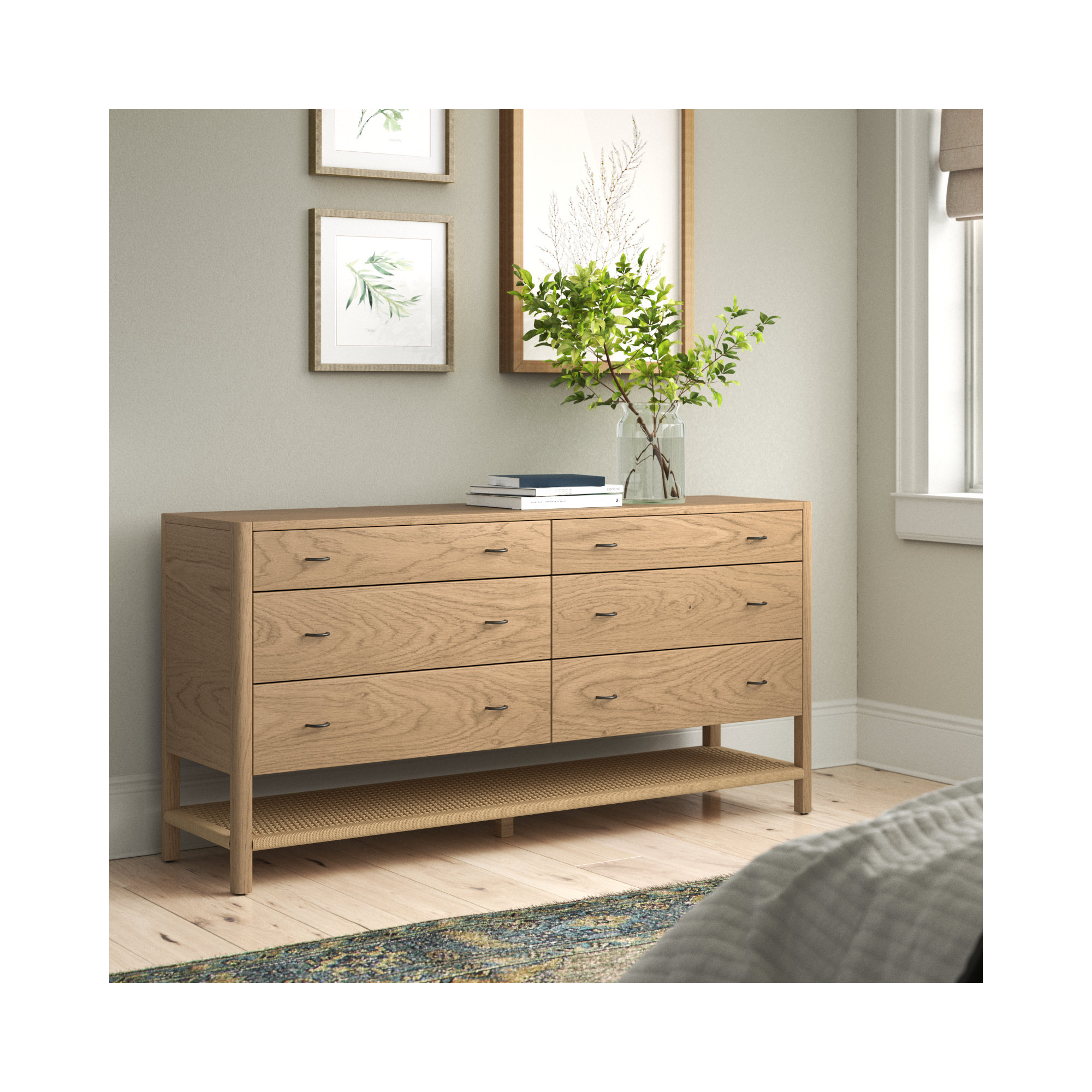 Deirdre 6 - Drawer Double Dresser, Dune Ash