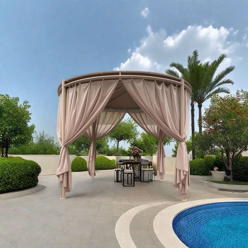 Outdoor Round Sunshade Canopy, 106.43" H x 177.17" W x 177.17" D, Khaki