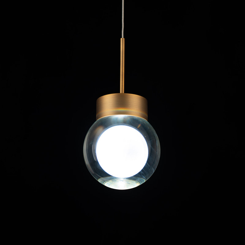 Double Bubble 1 - Light Single Globe LED Pendant, Aged Brass