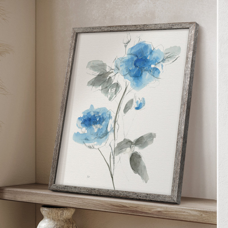 «Sketchy Blue I», reproduction encadrée - bois massif, H 11 po x l 9 po