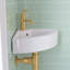 DeerValley 460mm L x 330mm W White Ceramic Corner Sink with Overflow