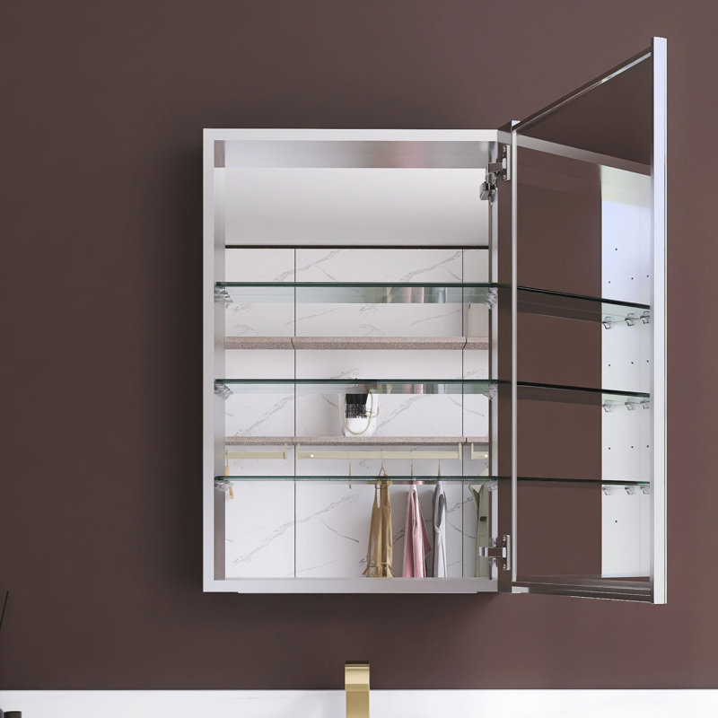 Pharmacie rectangulaire en aluminium avec miroir, H 30 po x l 20 po x P 4,8 po