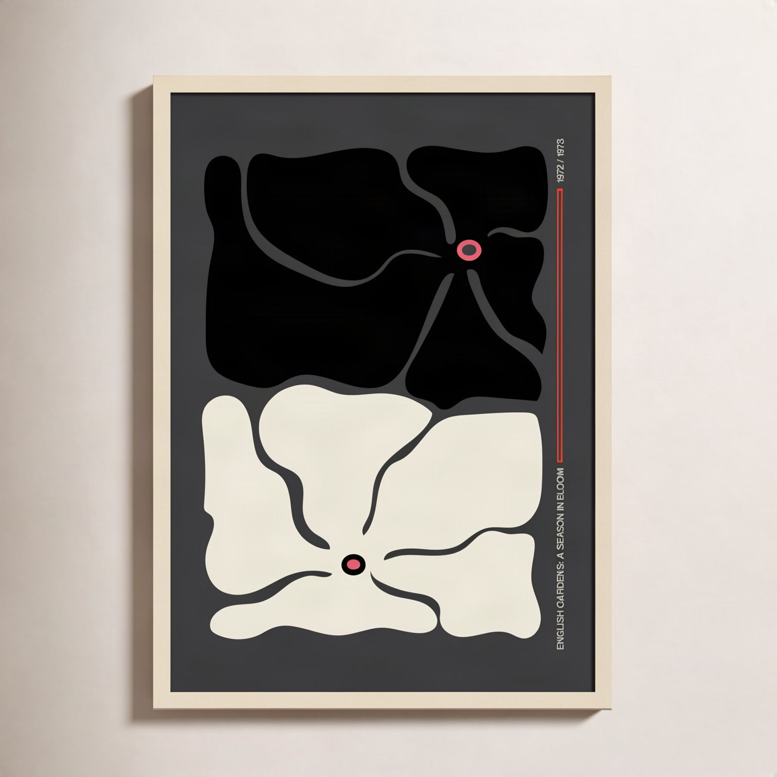 Two by Two Flower Grey Print, Brown, 33" H x 24" W x 1" D