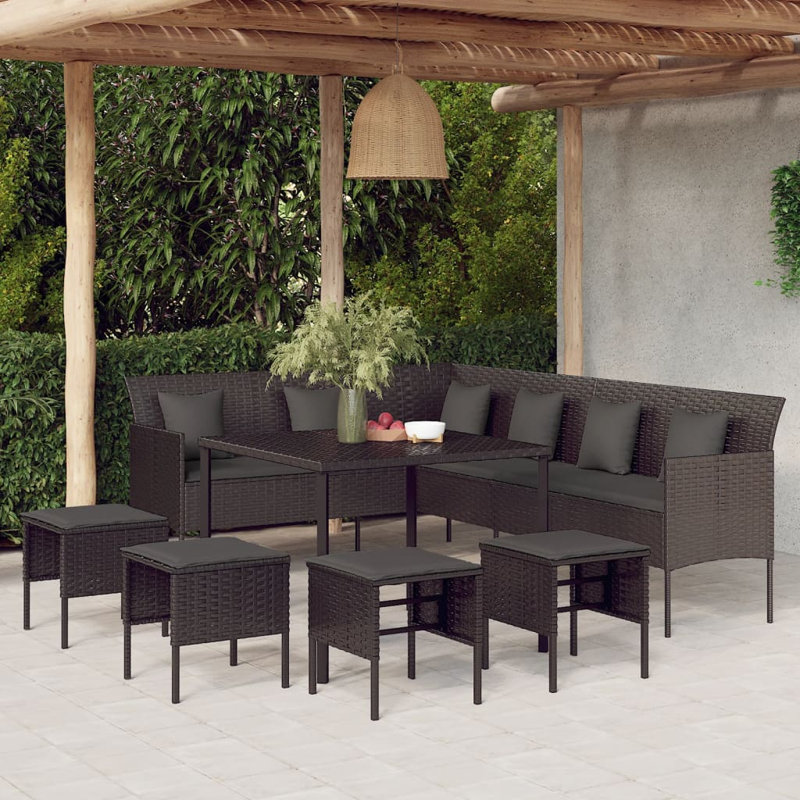 Ensemble repas d'extérieur carré L 35,4 po Castorina, Noir