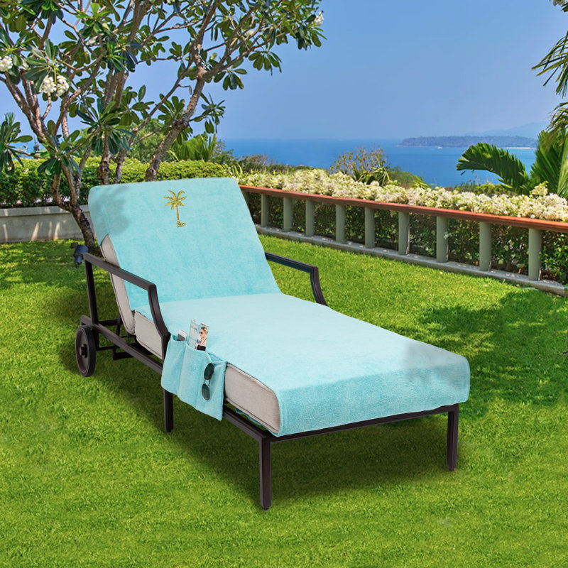Chaise Lounge Cover 100% Cotton, Aqua