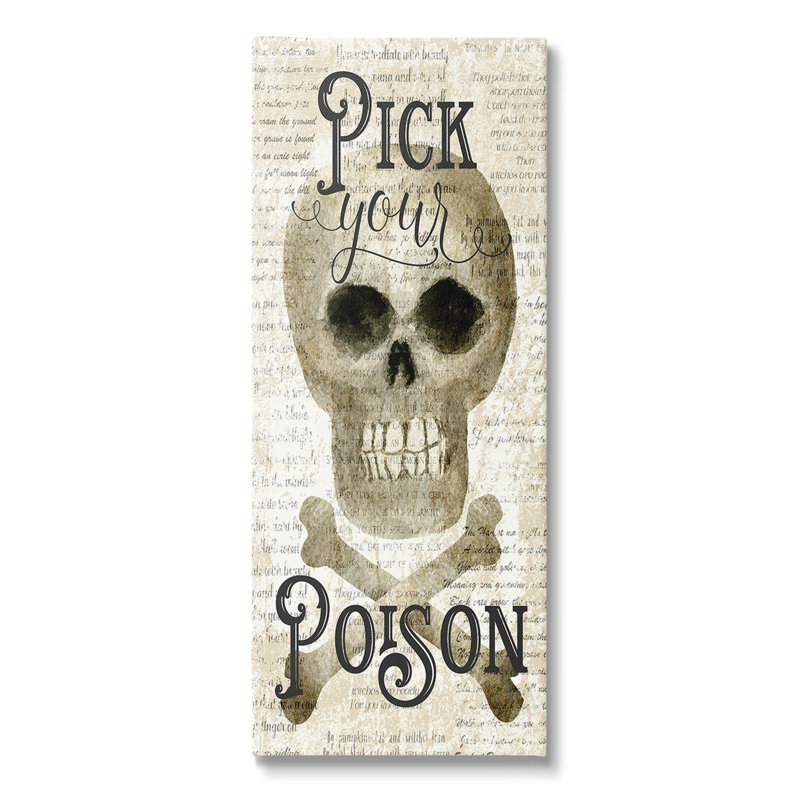«Pick Your Poison Skull» par Deane Beesley, H 30 po x l 13 po x P 1,5 po, Toile tendue