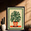 Reproduction botanique rétro encadrée noire Mid-Century-1805872962