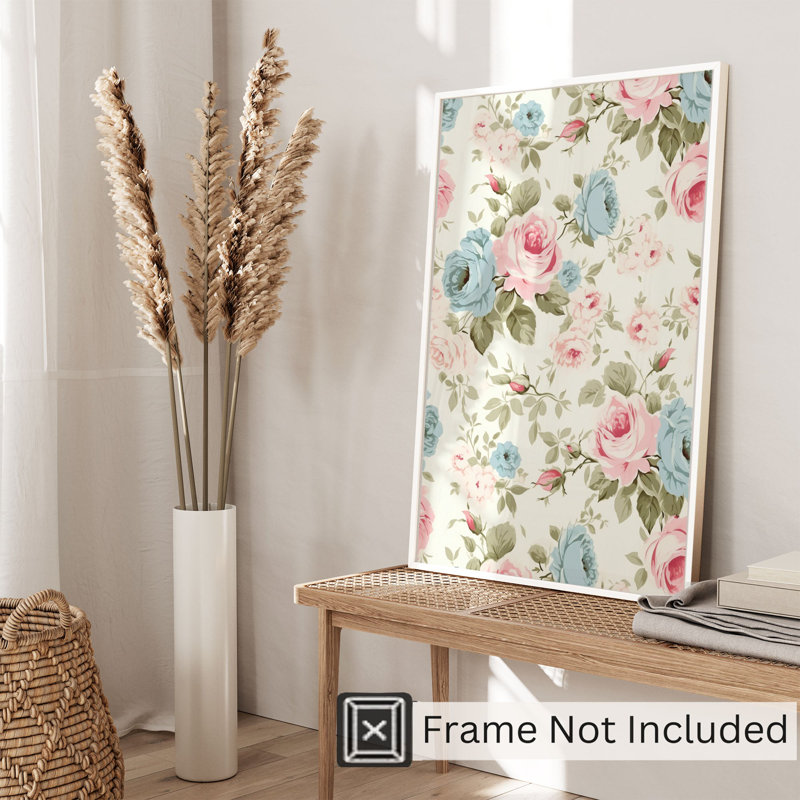 Motif floral rose Shabby Elegance, H 36 po x l 24 po