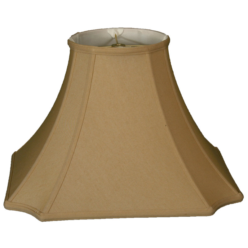 Abat-jour cloche en soie / shantung (araignée), Or antique / Blanc cassé, H 13 po x l 18 po x P 18 po