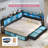 Corner Bed Frame With Bookcase Storage & Rgb Lights, Charging Station, Metal Daybed With 3 Drawers & 2 Open Cubbies, For  Small Space-128836724-117562243