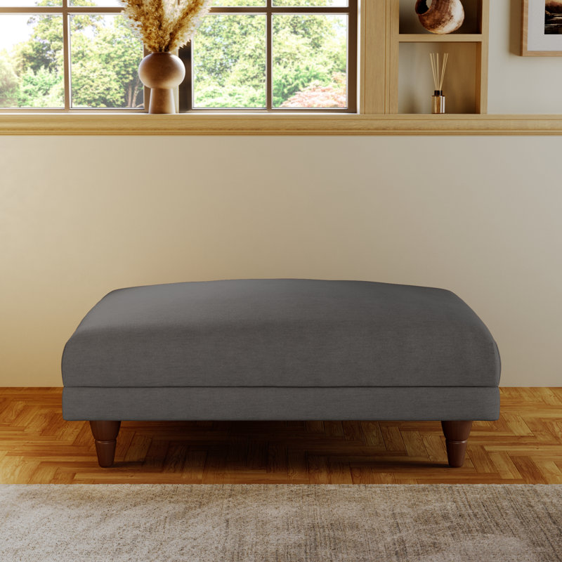 Adaku Banquette Footstool, Charcoal, Burnished Beech
