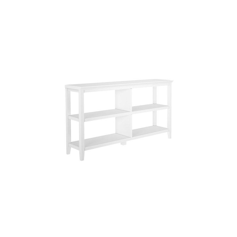 30" White Wood Two Shelf Bookcase, White