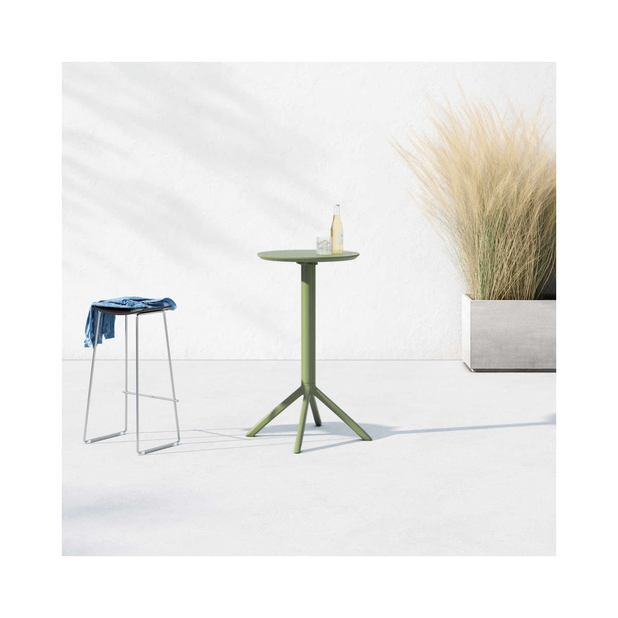 Plastic/Resin 2 - Person Round Table, 42.5'' H x 23.6'' W x 23.6'' L, Olive Green
