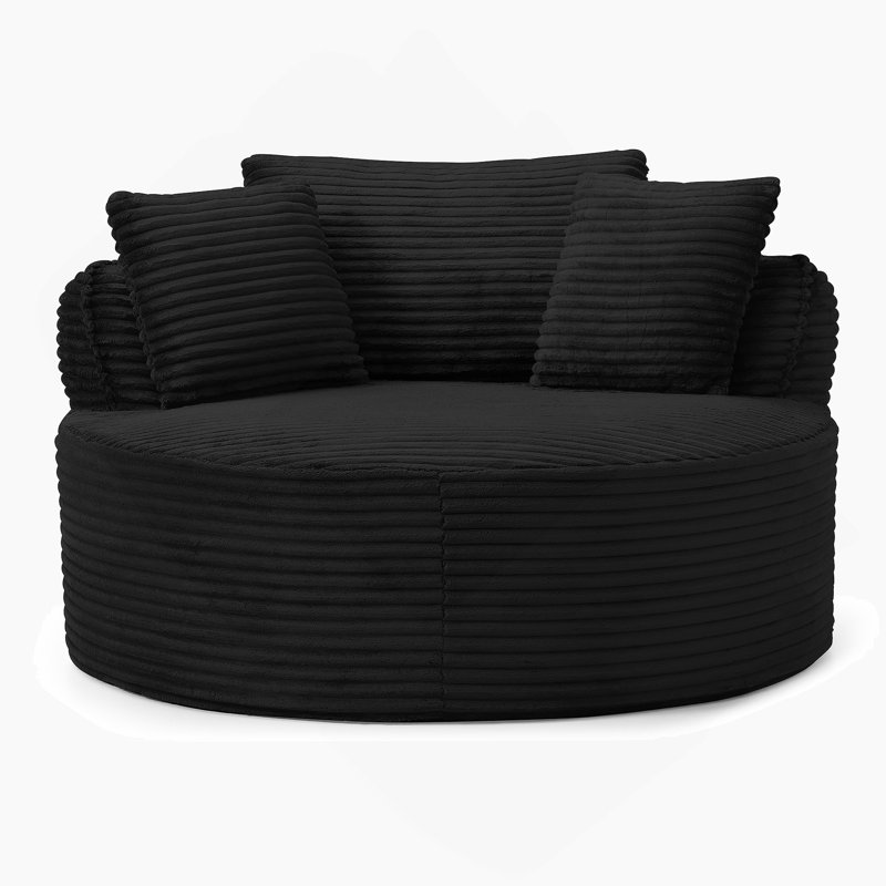 Chaise ronde avec accoudoirs modernes en velours côtelé et siège profond avec accoudoirs modernes en velours côtelé Comfy