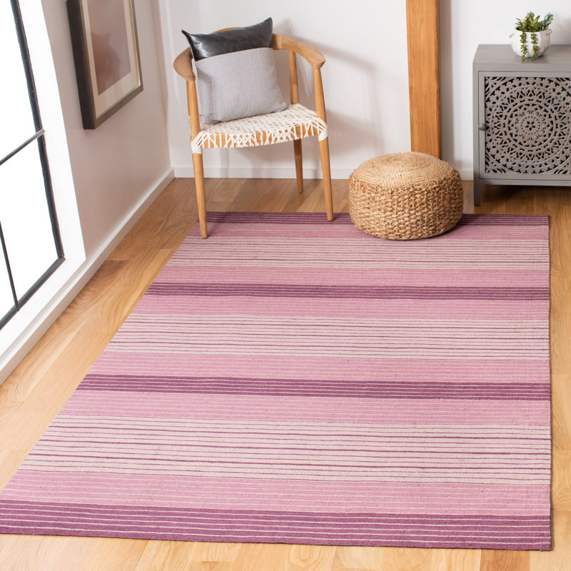 Tapis en laine / coton tissé à la main Cruz / mauve / prune / lilas / beige rosé, Rectangle 6 pi x 9 pi