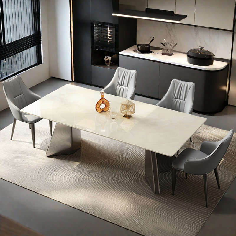 Ensemble de table de salle à manger moderne et simple en faux marbre, 5, H 29,5 po x L 55,1 po x l 31,4 po