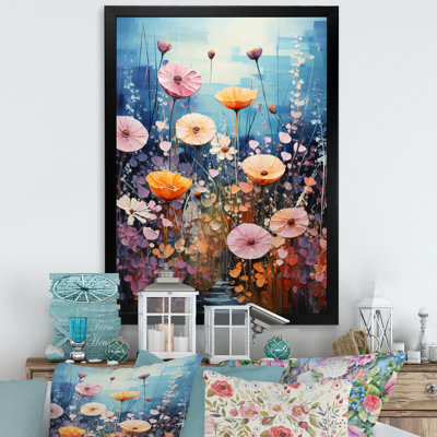 Wildflowers Serene Oasis Pointillism, reproduction d'art sur toile