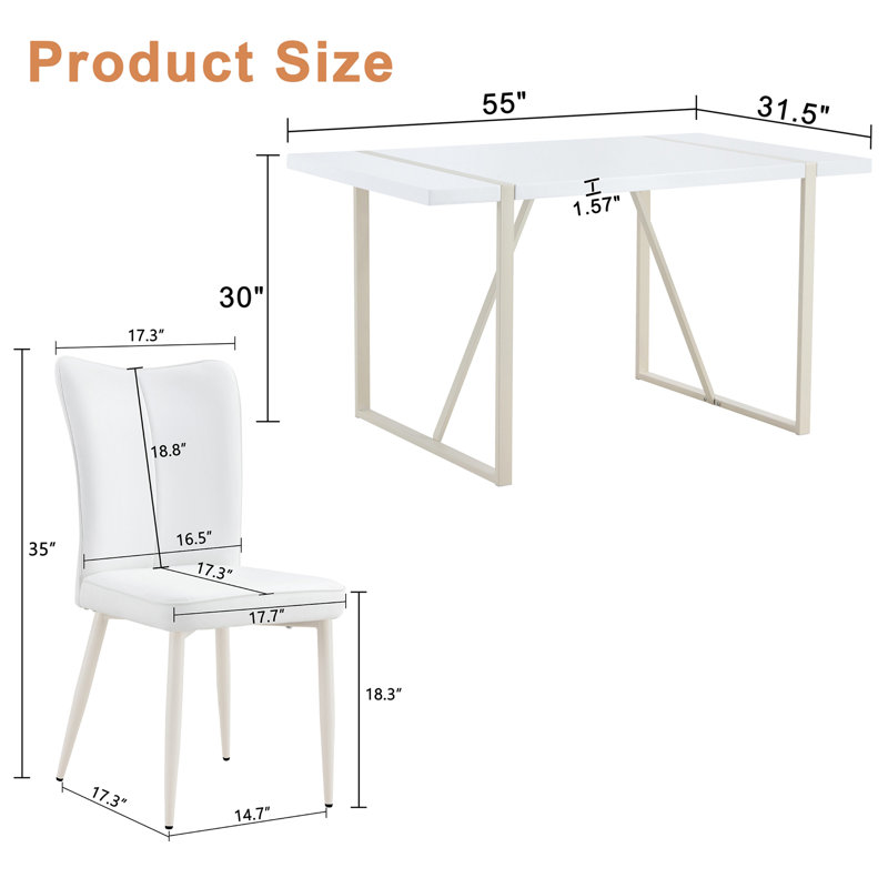Dining Table Set With 4 Armless Chairs.The Backrest Of The Dining Chair Is Designed With Multiple Vertical Stripes.