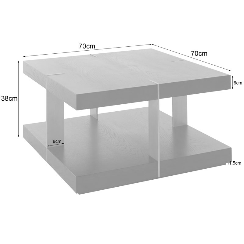 Taverna Floor Shelf Coffee Table, 38 x 90 x 90