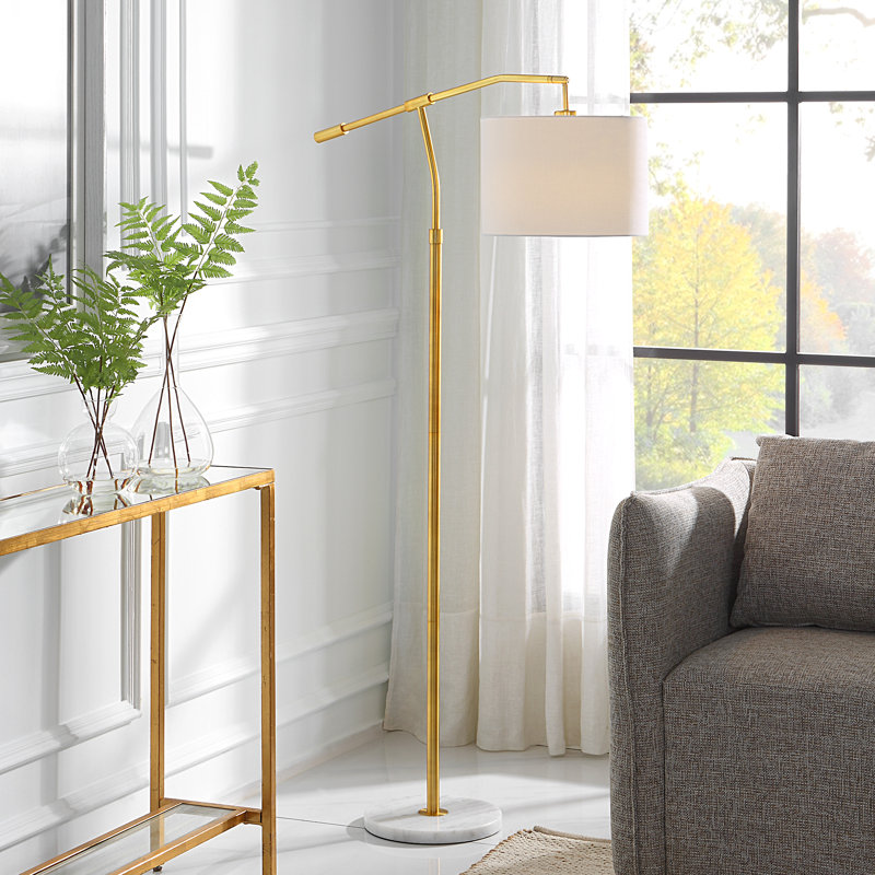 Cossie 61'' Gold Swing Arm Floor Lamp Set