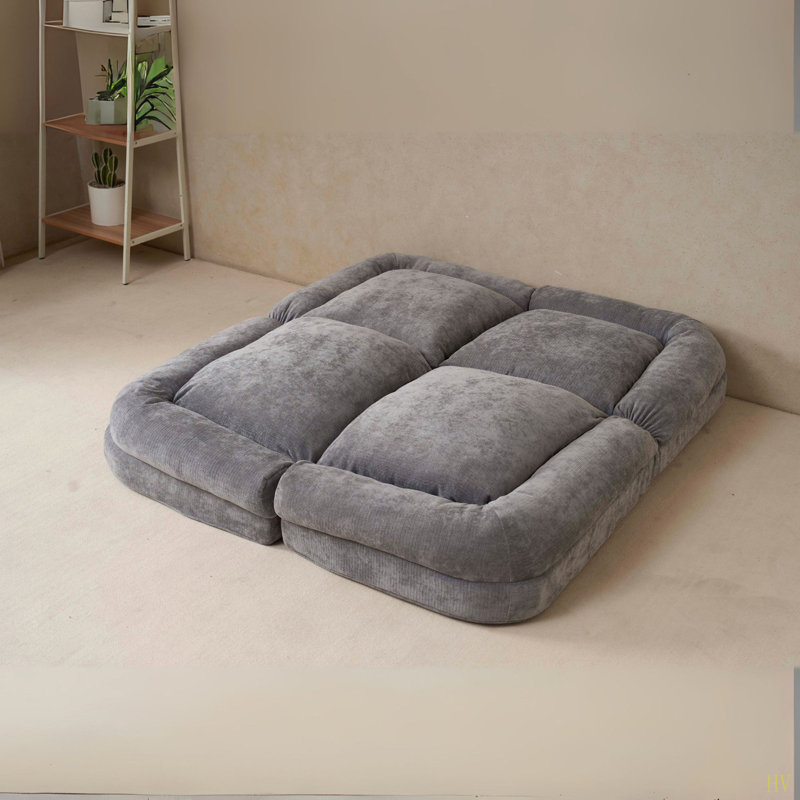 Convertible Fold-Out Double Sofa Bed, Gray