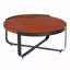 Table d'appoint de patio résistante aux intempéries avec base en métal robuste - brun-1246693903