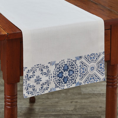 Charlton Home® Delft Tile Table Runner 13" X 36"