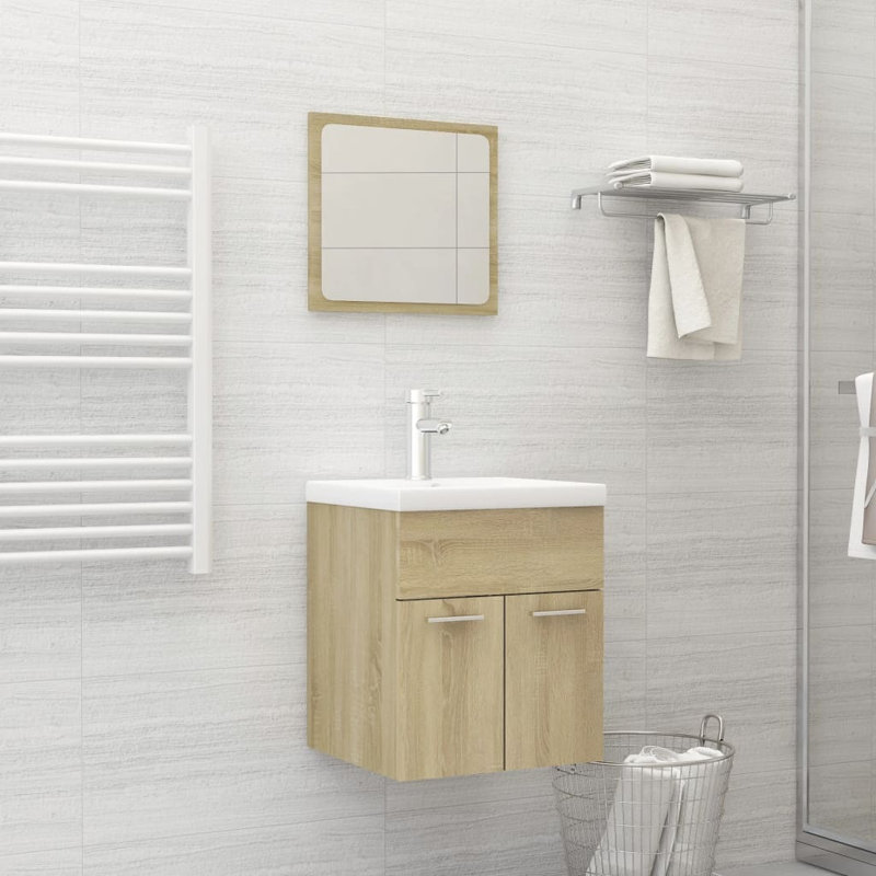 Meuble-lavabo pour salle de bain, Chêne de Sonoma