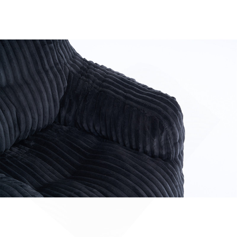 Fauteuil à billes en velours côtelé doux et moelleux rempli d'éponge à mémoire de forme, Velours côtelé noir